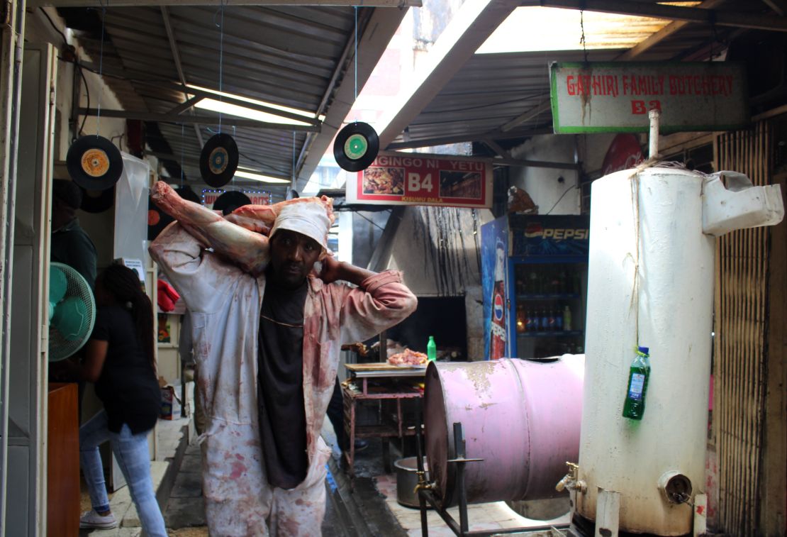 Rugami's vinyl store is nestled amongst the meat stalls in Kenyatta Market.