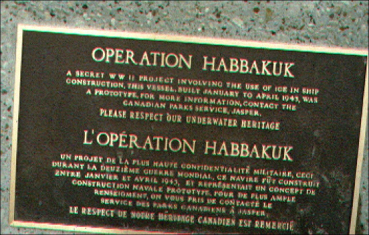 A commemorative plaque sits underwater near the wreckage.