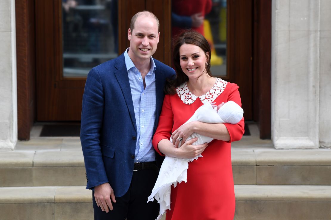 Catherine, Duchess of Cambridge and Prince William, Duke of Cambridge depart the Lindo Wing with their newborn son.