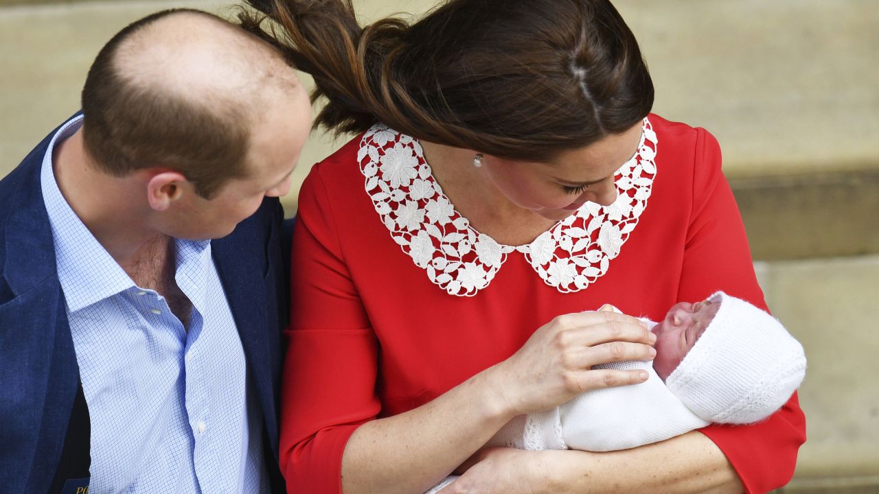 Britain's Prince William and Kate, Duchess of Cambridge with their newborn baby son.