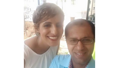 Rabyaa Althaibani left, with her husband.
