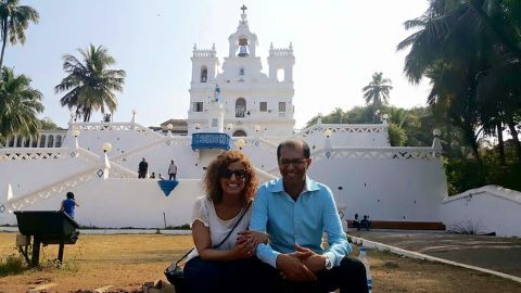 Rabyaa Althaibani left, with her husband.
