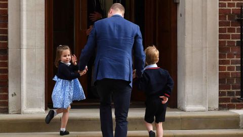 Prince George and Princess Charlotte arrived at the hospital with their father Monday afternoon.