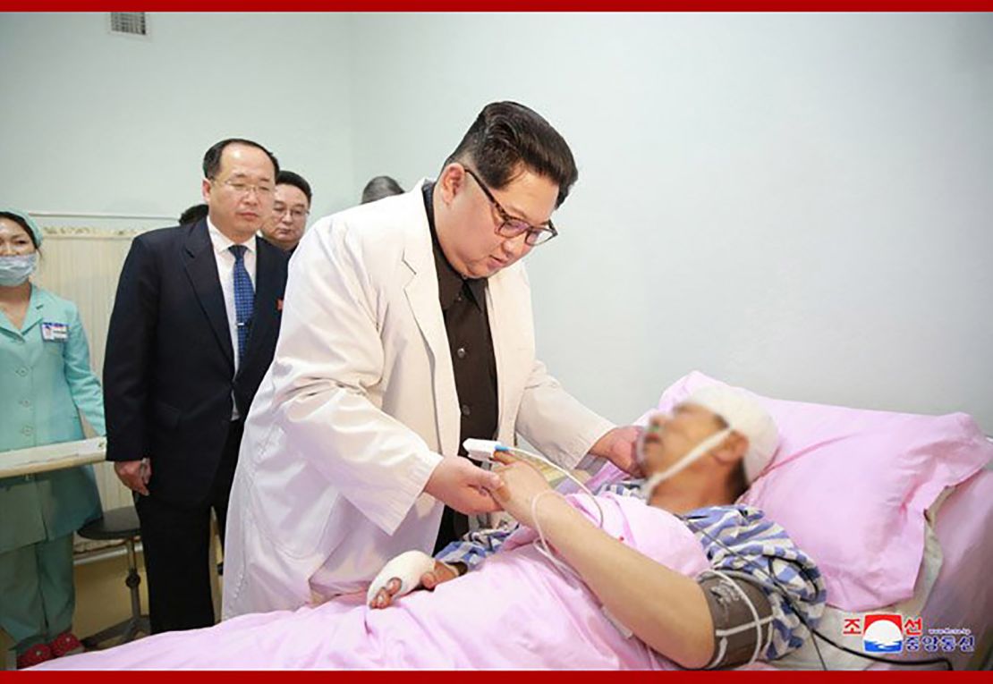 North Korean dictator Kim Jong Un pays a hospital visit to two Chinese tourists who survived the crash.