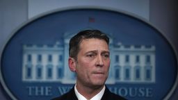 Ronny Jackson pauses during the daily White House press briefing at the White House on January 16, 2018.