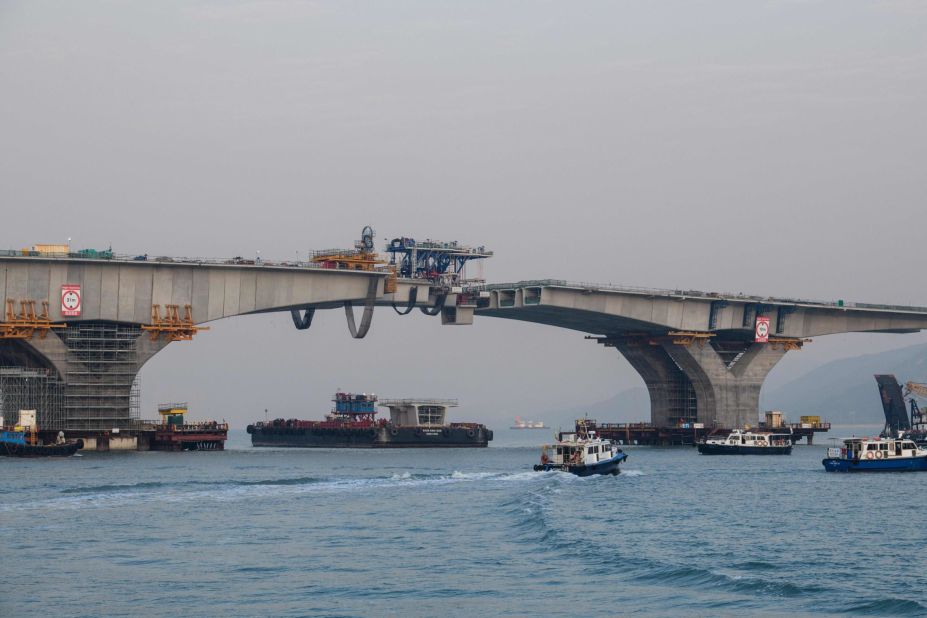 The Hong Kong-Zhuhai-Macau bridge under construction. After multiple delays, the bridge is due to open in summer 2018. It is considered an engineering wonder and its supporters say it will boost connectivity and tourism in the region. Critics argue that the $20 billion infrastructure mega-project is politically driven and a costly white elephant.