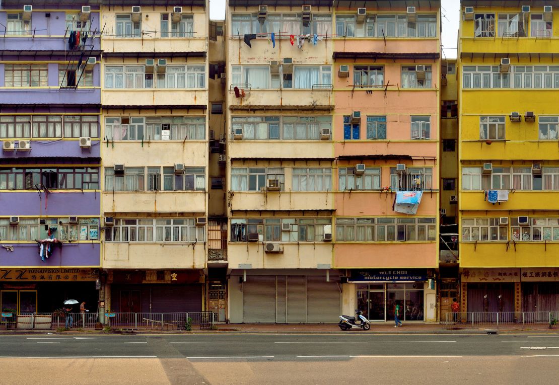 Close-crop of a tong lau on To Kwa Wan Road.