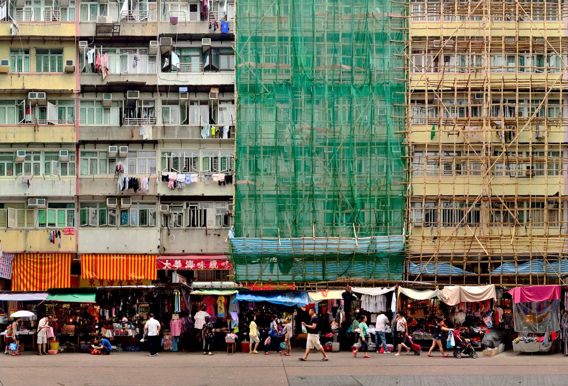 "It's key for me to be able to find enough space opposite a building so I can walk along in a straight line with my tripod taking shots that I need," said Irvine, who moved to Hong Kong in 2002. "It's actually much harder to find than you might think.