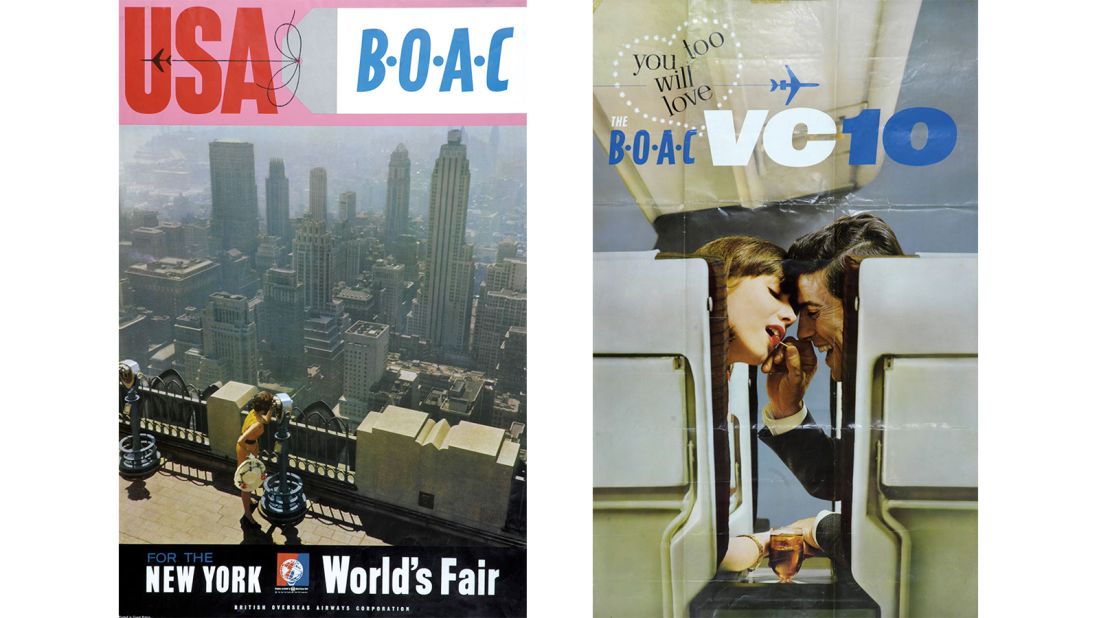 <strong>Romance and escapism:</strong> By the 1960s, posters were becoming more photo-led to match the growing popularity of TV advertising. These BOAC posters promote the romance and escapism of traveling abroad. <em>Pictured here: BOAC posters by unknown, circa 1960s.</em>