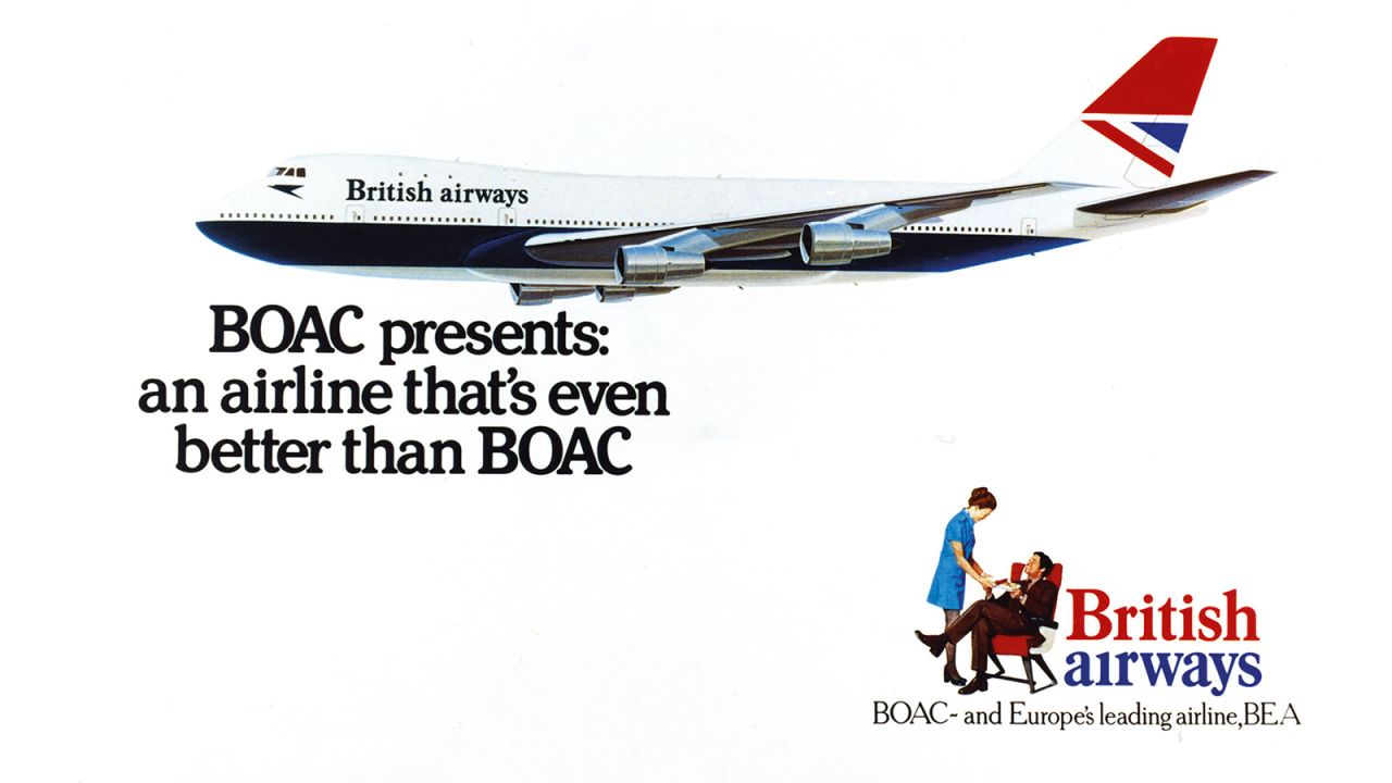 <strong>New beginnings</strong>: In the early 1970s, BOAC and BEA merged to become British Airways, the airline we know today. <em>Pictured here: British Airways poster by Foot, Cone & Belding, now Draftfcb London Ltd, 1974.</em>