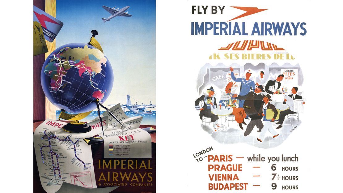 Left: Imperial Airways poster by James Gardner (1938). Imperial Airways poster by Stanley Herbert (1935).