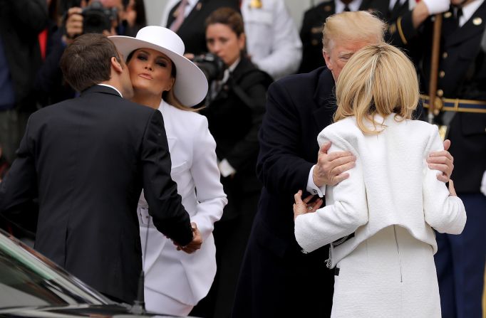 The Trumps welcome the Macrons.