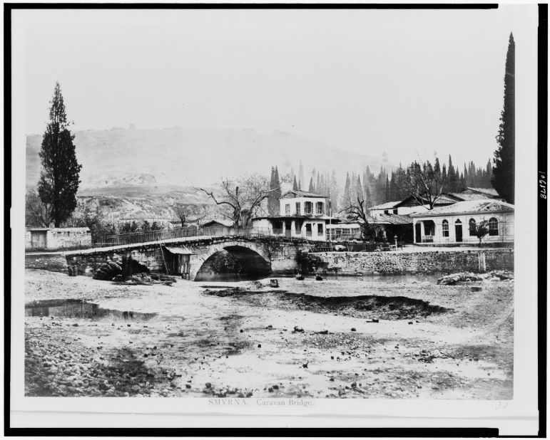 Photographed in the late 19th century the Caravan Bridge in the city of Izmir, Turkey, was built in 850 BC and is still standing -- and in use -- today. 