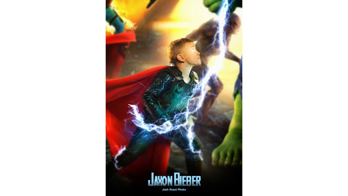 Jaxon Bieber, whose brother is pop star Justin Bieber, participated as Thor in the Avengers-themed photo project in support of bullied kids.