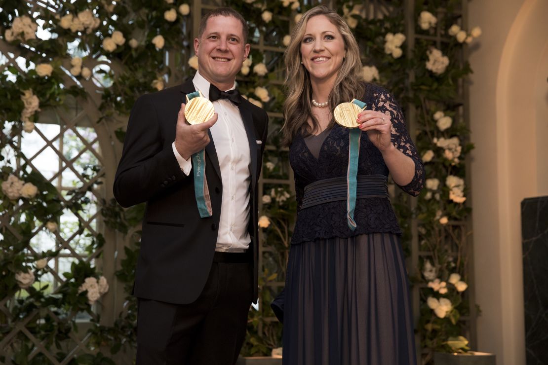 Olympians John Shuster and Meghan Duggan.