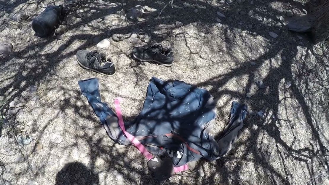 A shirt and sneakers belonging to Dennis Martinez Nuñez, found with his remains in the Sonoran Desert of Arizona in May 2017 by search and rescue group Aguilas del Desierto.