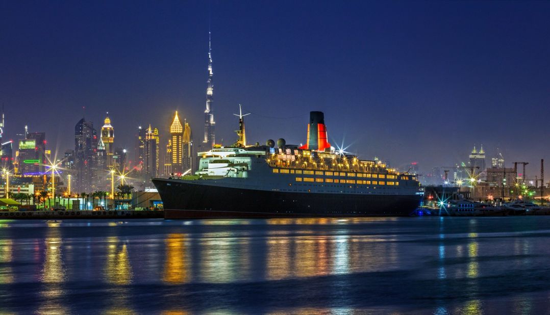One of the world's most famous ocean liners, Queen Elizabeth II (QE2), was built in 1967 in the shipyards of Scotland. 51 years later, she has just been opened as a floating hotel in the Dubai port of Mina Rashid. 