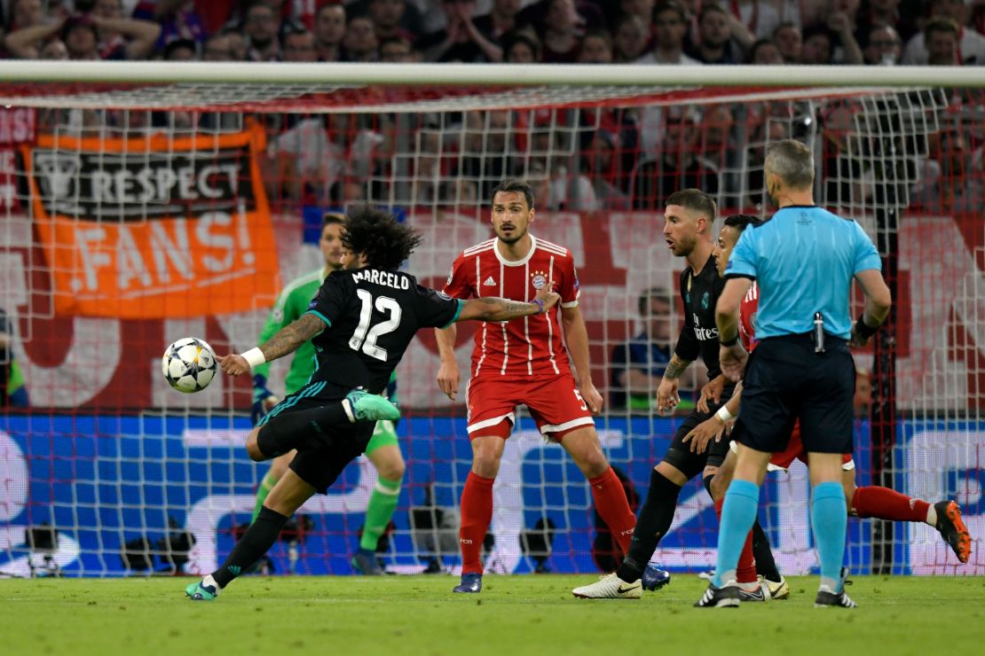 With Bayern Munich leading 1-0, Marcelo began Real Madrid's comeback. 