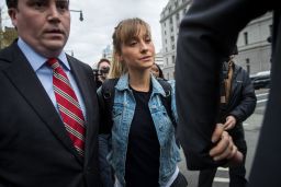 Allison Mack leaves U.S. District Court for the Eastern District of New York after a bail hearing on April 24