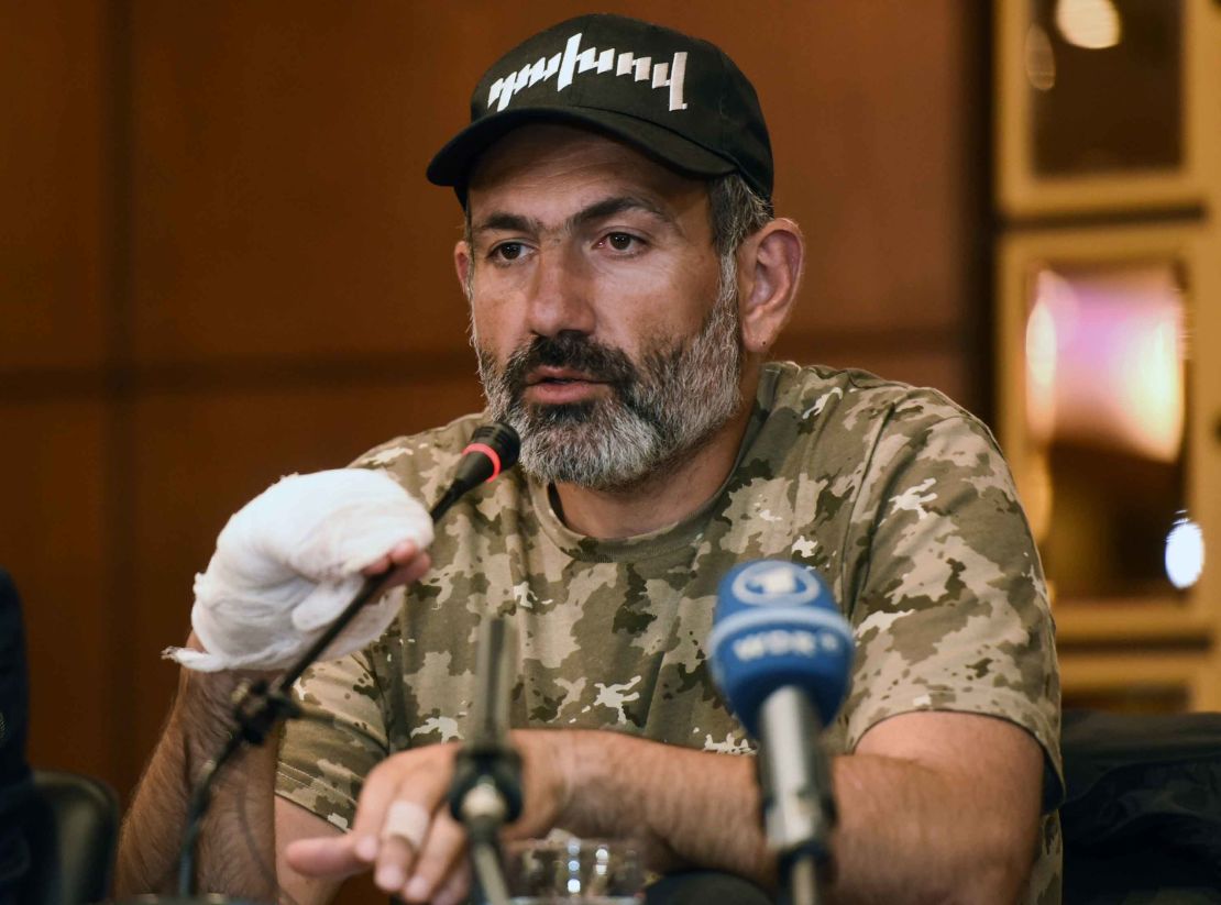 Protest leader Nikol Pashinyan during a press conference last month.