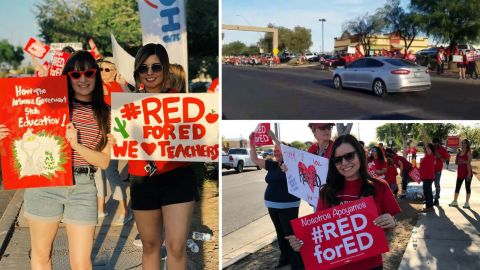 Images from the Baseline Road rally, where teachers and allies aimed to line up for 45 miles.