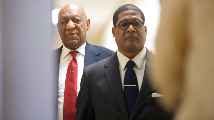 NORRISTOWN, PA - APRIL 26:  Bill Cosby (L) walks after it was announced a verdict is in at the Montgomery County Courthouse for day fourteen of his sexual assault retrial on April 26, 2018 in Norristown, Pennsylvania.  Cosby was found guilty on all accounts after a former Temple University employee alleges that the entertainer drugged and molested her in 2004 at his home in suburban Philadelphia.  More than 40 women have accused the 80 year old entertainer of sexual assault.  (Photo by Mark Makela/Getty Images)