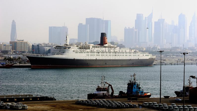 The QE2's 39 years of service came to an end in 2008 when she moored in Dubai (pictured in 2017). Investment company Istithmar World had bought the ocean liner for $100 million, to convert it to a floating hotel on the Palm Jumeirah. But after a series of financial setbacks brought on my the global recession, the historic ship was somewhat forgotten, until PCFC Hotels (Port, Customs and Free Zone Corporation) started work to convert her into the hotel she is today.  