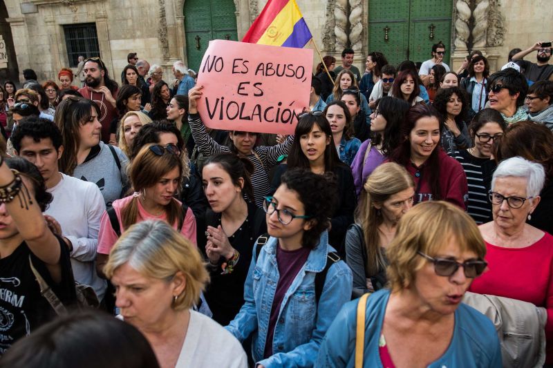 Spain protests held after 5 cleared of rape in wolf pack case in Pamplona