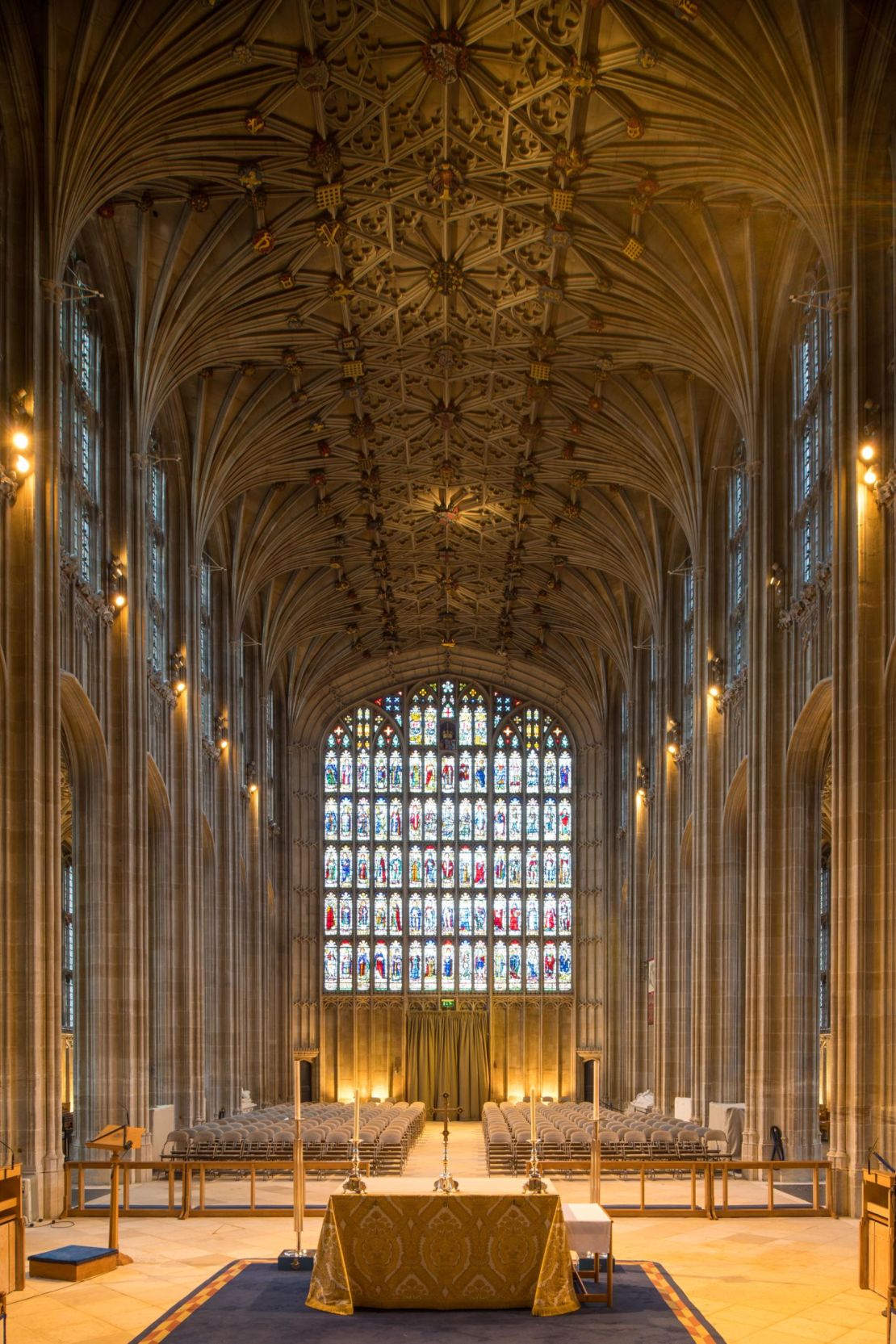 St George's Chapel is decorated with elaborate stained glass from both the Victorian and medieval periods. 