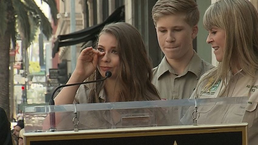 Steve Irwin's wife, daughter, son and snake received star on Hollywood Walk of Fame.