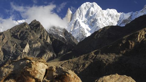 <strong>Iconic peaks: </strong>Ladyfinger Peak (the sharp peak on the left) and Hunza Peak (right) are two of the most iconic mountains in the Gilgit-Baltistan region.