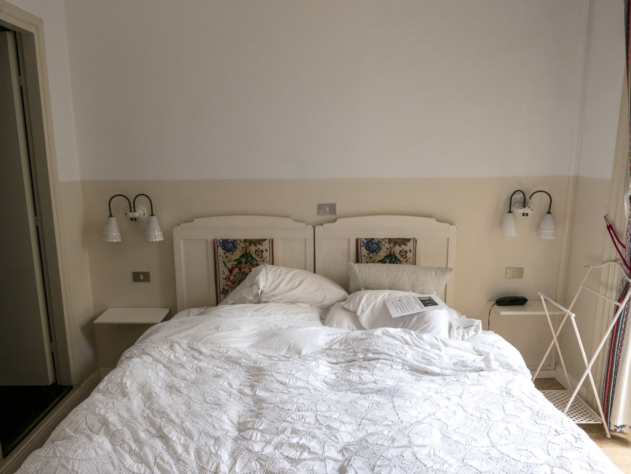 Each image is framed with the bed as the central feature.
