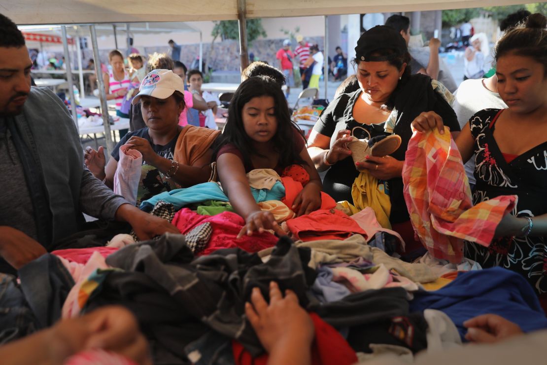 Throughout their journey, migrants have been helped by donations of clothes and food. 