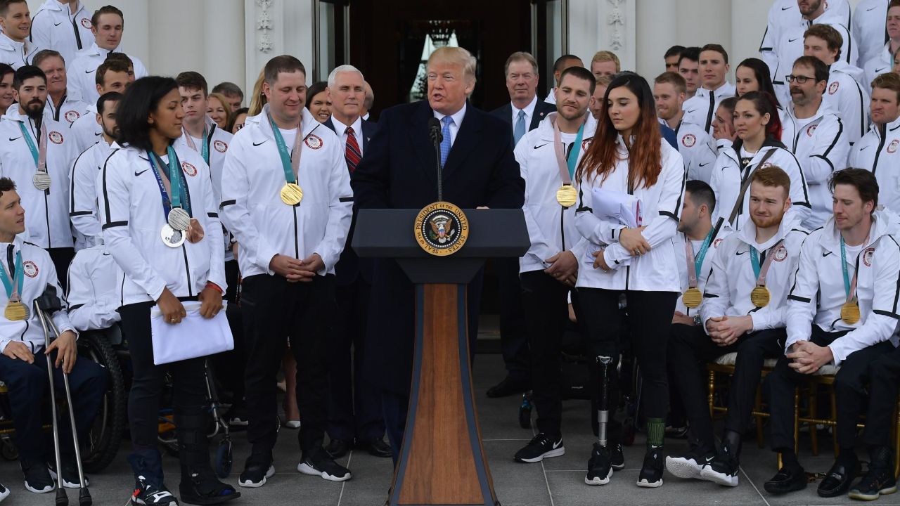 Trump speaks with Team USA's Olympic teams