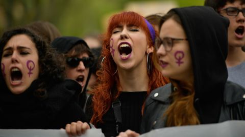 Thousands protest Saturday in Pamplona over the sentence imposed on five men accused of the gang rape of a teenager.