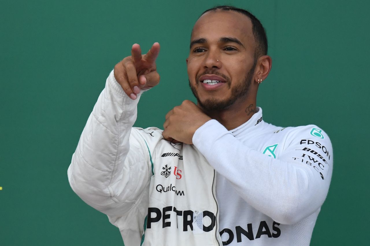 Lewis Hamilton was the chief beneficiary of a late puncture suffered by his Mercedes teammate Valtteri Bottas as he clinched his first win of the season at April's action-packed Azerbaijan Grand Prix.