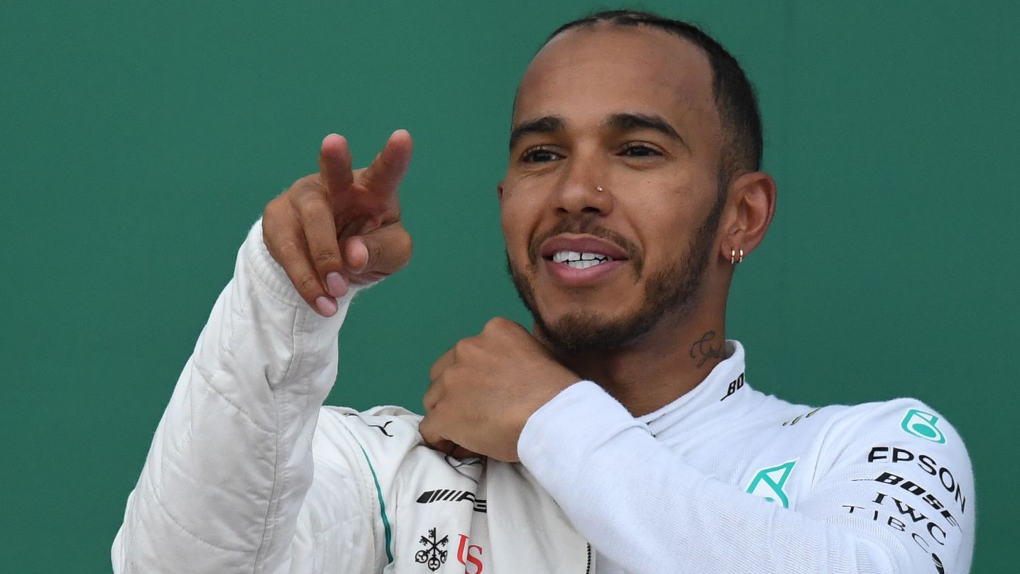 Lewis Hamilton celebrates an unlikely triumph at the Azerbaijan Grand Prix.