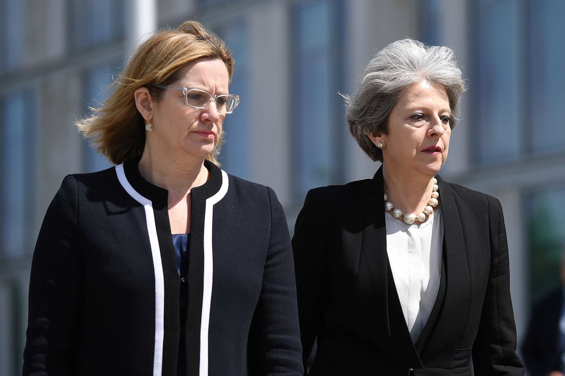 Former Home Secretary Amber Rudd and key ally Prime Minister Theresa May.