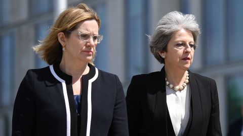 Former Home Secretary Amber Rudd and key ally Prime Minister Theresa May.