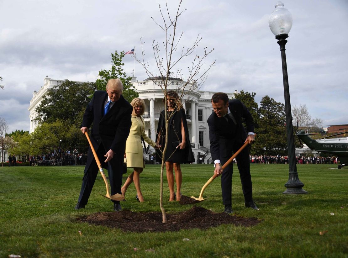 02 Trump Macron White House tree 0423
