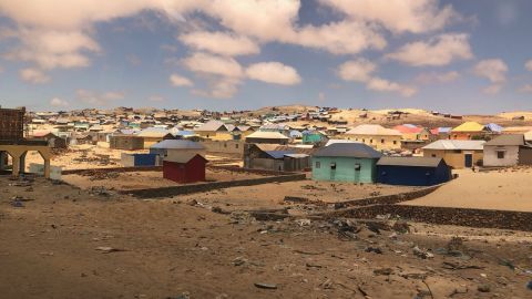 Housing for Somalia's internally displaced persons on the outskirts of Kismayo.