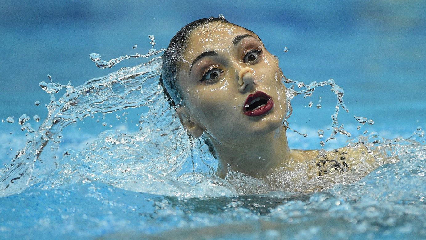 Evangelia Platanioti, a synchronized swimmer from Greece, performs a solo routine at the Japan Open on Friday, April 27.