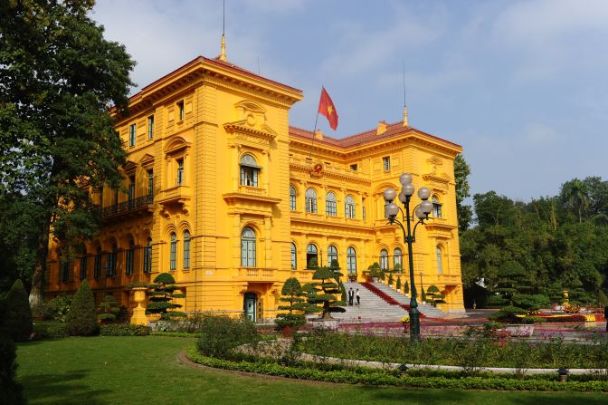 The Presidential Palace of Vietnam, once home to French Governor-General of Indochina, is today used for state receptions and to welcome foreign heads of state.