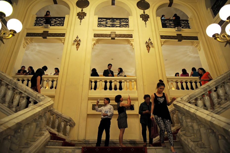 The grand interior of the Hanoi Opera House.