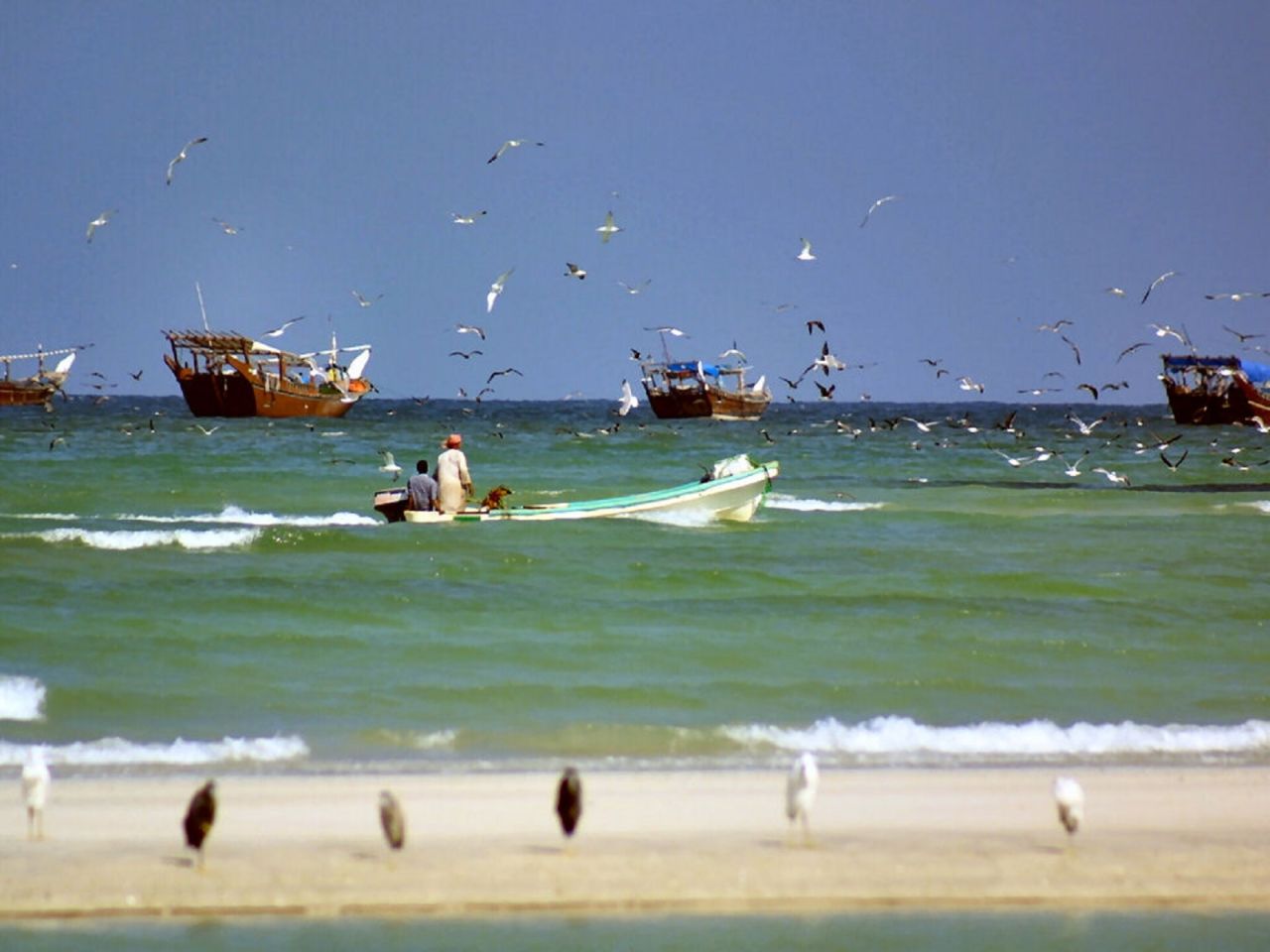 Fishermen head out into the waters around the town of Duqm in Oman.