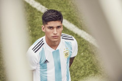 Adidas' design for Argentina features not only the colors of the country's flag, but also laurels, which are part of the Argentinian coat of arms. These patriotic inclusions are in honor of the Argentine Football Association's 125th anniversary.