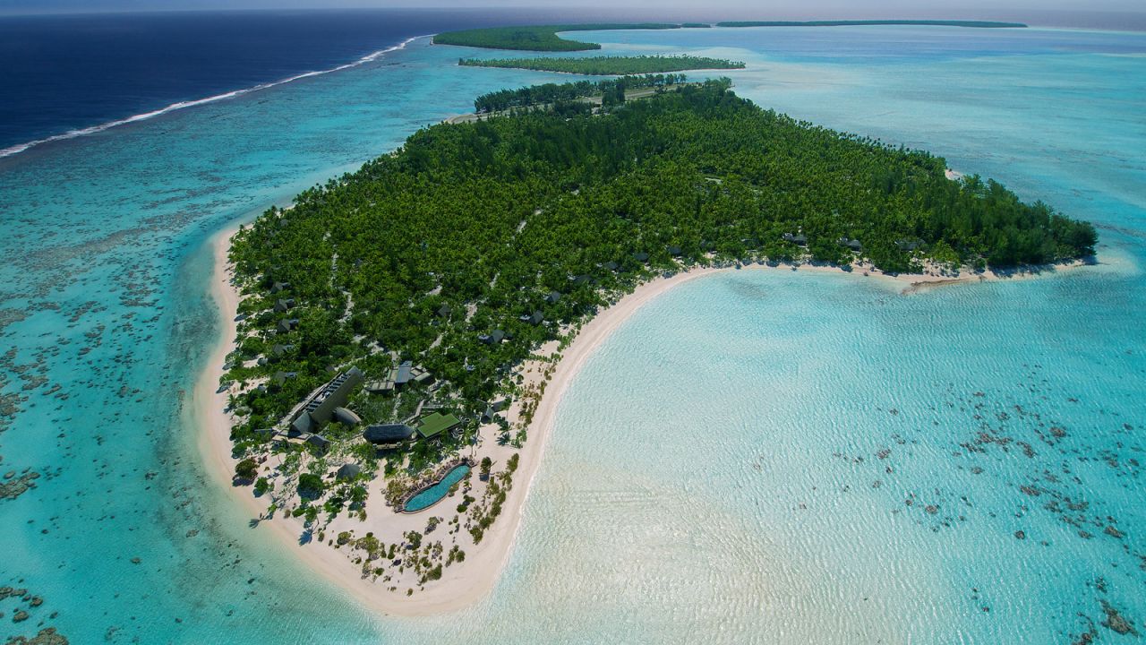 The Brando Resort is part of a 12-island atoll that encircles a lagoon.
