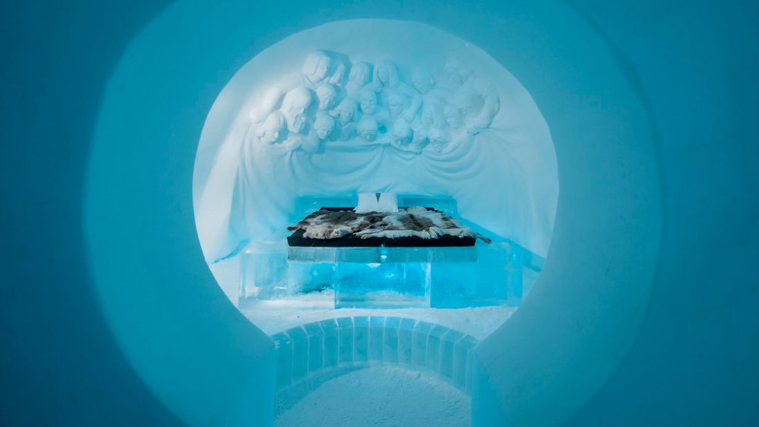 <strong>ICEHOTEL, Jukkasjärvi, Sweden: </strong>Located 200 kilometers north of the Arctic circle, ICEHOTEL is constructed from scratch every winter and features around 100 rooms -- sculpted entirely out of blocks of ice -- which melt in the spring.
