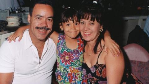 Jillian Suarez, in an undated family photo with her father Ramon Suarez and mother Carmen Suarez