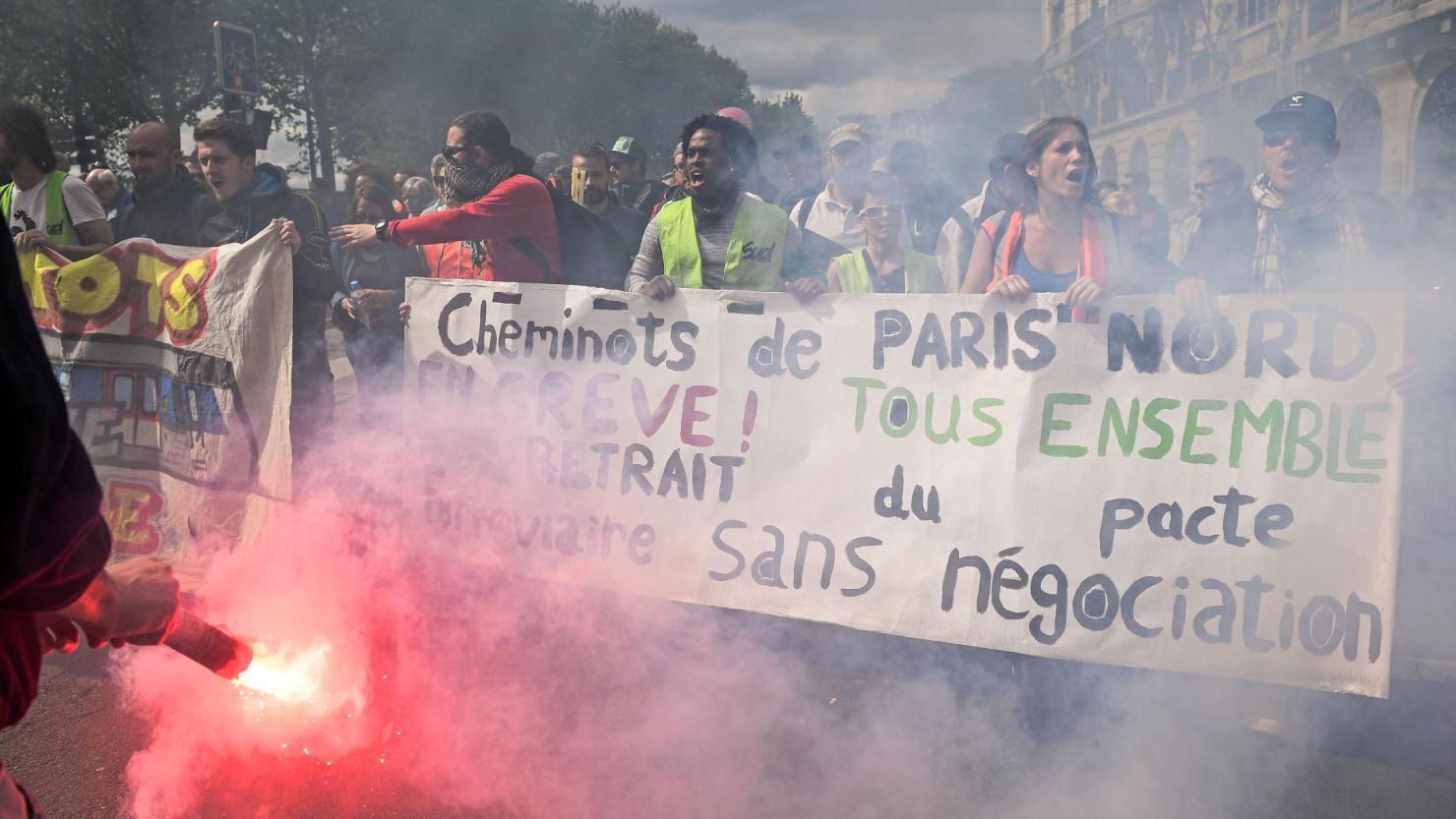 Thousands of people took to the streets during the May Day demonstrations in Paris.